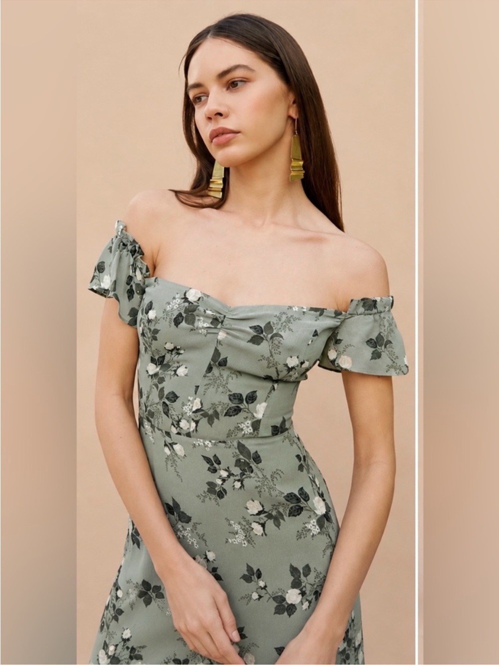 Reformation Butterfly Midi Dress in Sage Green Floral